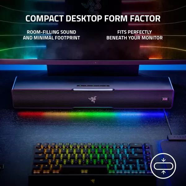 Razer Leviathan V2 MultiDriver PC Gaming Soundbar with Subwoofer  THX Spatial Audio  Compact Design  Chroma RGB  Bluetooth 52  for DesktopLaptop Smartphones Tablets ampamp Nintendo SwitchV2