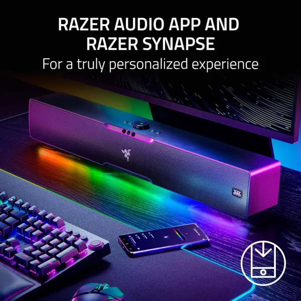 Razer Leviathan V2 MultiDriver PC Gaming Soundbar with Subwoofer  THX Spatial Audio  Compact Design  Chroma RGB  Bluetooth 52  for DesktopLaptop Smartphones Tablets ampamp Nintendo SwitchV2 Pro