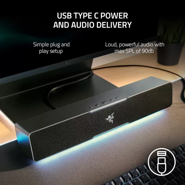 Razer Leviathan V2 MultiDriver PC Gaming Soundbar with Subwoofer  THX Spatial Audio  Compact Design  Chroma RGB  Bluetooth 52  for DesktopLaptop Smartphones Tablets ampamp Nintendo SwitchV2 X