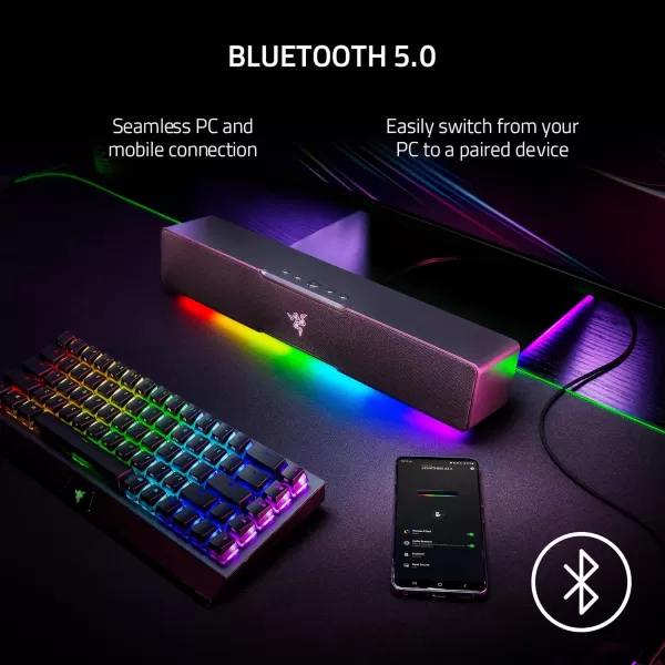 Razer Leviathan V2 MultiDriver PC Gaming Soundbar with Subwoofer  THX Spatial Audio  Compact Design  Chroma RGB  Bluetooth 52  for DesktopLaptop Smartphones Tablets ampamp Nintendo SwitchV2 X