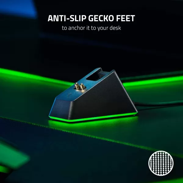 Razer Mouse Charging Dock Chroma Magnetic Dock with Charge Status RGB Lighting  AntiSlip Gecko Feet  Powered by Razer Chroma  Classic Black