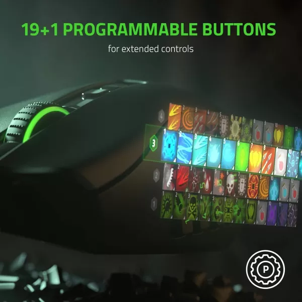 Razer Naga Pro Wireless Gaming Mouse Interchangeable Side Plate w 2 6 12 Button Configurations  Focus 20K DPI Optical Sensor  Fastest Gaming Mouse Switch  Chroma RGB Lighting
