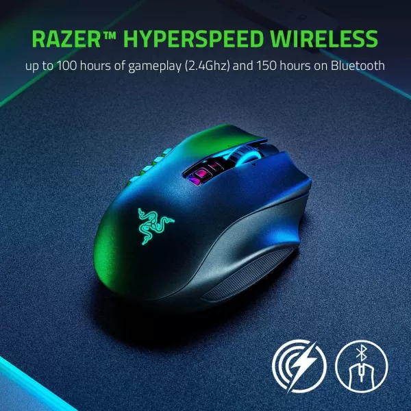 Razer Naga Pro Wireless Gaming Mouse Interchangeable Side Plate w 2 6 12 Button Configurations  Focus 20K DPI Optical Sensor  Fastest Gaming Mouse Switch  Chroma RGB Lighting