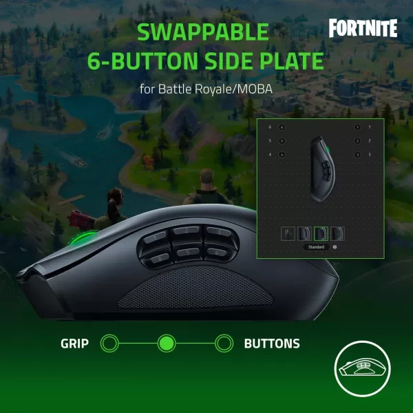 Razer Naga Pro Wireless Gaming Mouse Interchangeable Side Plate w 2 6 12 Button Configurations  Focus 20K DPI Optical Sensor  Fastest Gaming Mouse Switch  Chroma RGB Lighting