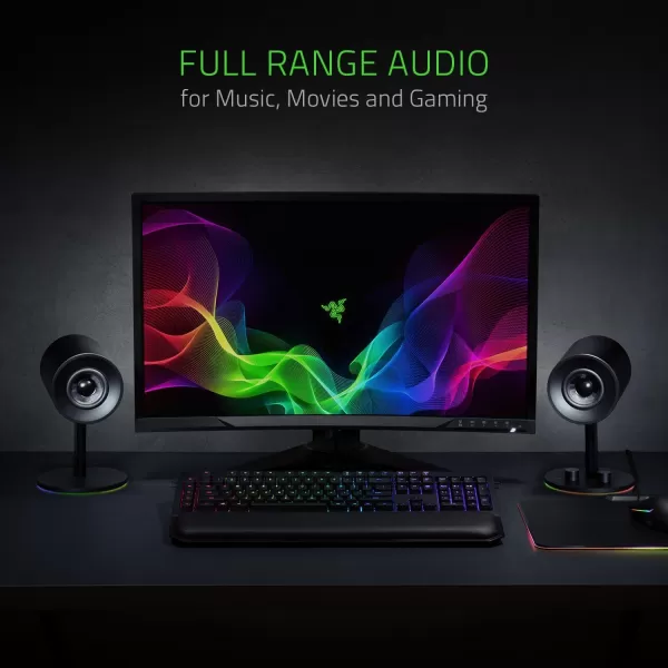 Razer Nommo Chroma  Computer Speakers Rear Bass Ports for Full Range Gaming ampamp Sound Immersion  Custom Woven Glass Fiber 3in Drivers Renewed