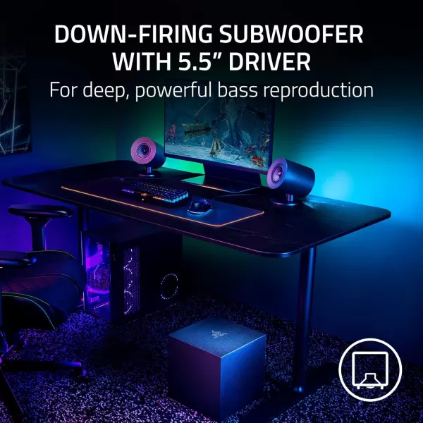 Razer Nommo V2  FullRange 21 PC Gaming Speakers with Wired Subwoofer THX Spatial Audio  Rear Projection Chroma RGB  3 Drivers  DownFiring Subwoofer 55 Driver  Wireless Control PodNommo V2