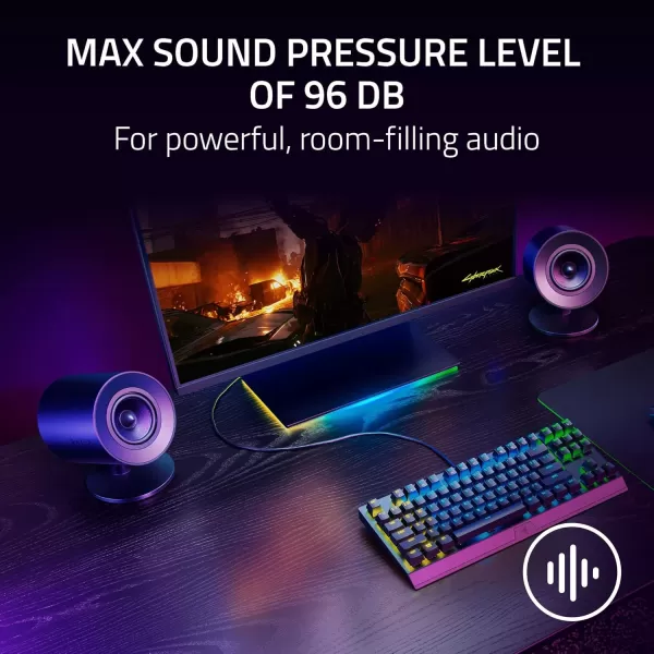 Razer Nommo V2  FullRange 21 PC Gaming Speakers with Wired Subwoofer THX Spatial Audio  Rear Projection Chroma RGB  3 Drivers  DownFiring Subwoofer 55 Driver  Wireless Control PodNommo V2 X