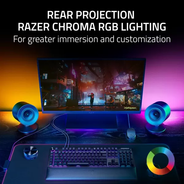 Razer Nommo V2  FullRange 21 PC Gaming Speakers with Wired Subwoofer THX Spatial Audio  Rear Projection Chroma RGB  3 Drivers  DownFiring Subwoofer 55 Driver  Wireless Control PodNommo V2 Pro