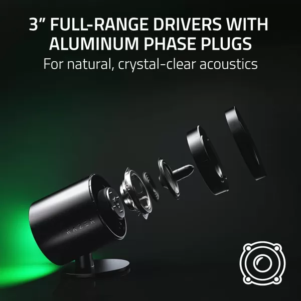 Razer Nommo V2  FullRange 21 PC Gaming Speakers with Wired Subwoofer THX Spatial Audio  Rear Projection Chroma RGB  3 Drivers  DownFiring Subwoofer 55 Driver  Wireless Control PodNommo V2