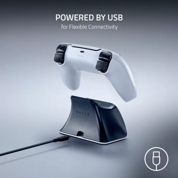 Razer Quick Charging Stand for PlayStation 5 Charge  Curved Cradle Design Matches PS5 DualSense Wireless Controller OneHanded Navigation USB Powered White Controller Sold SeparatelyWhite