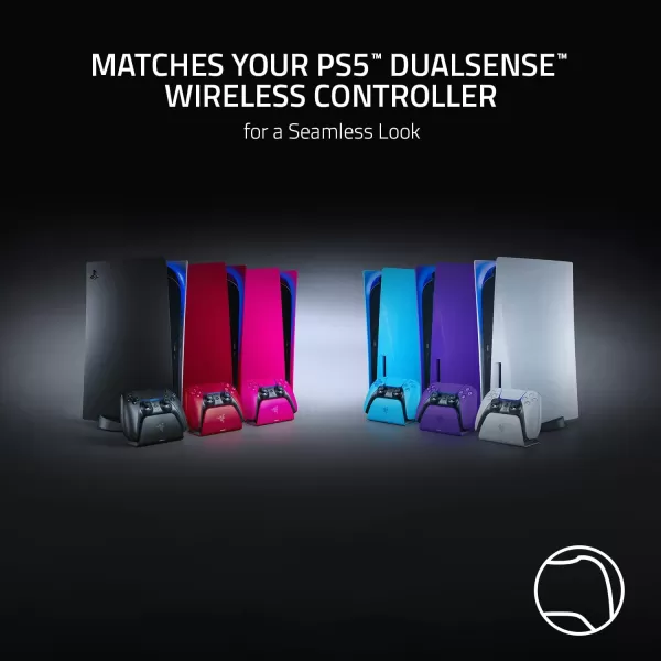 Razer Quick Charging Stand for PlayStation 5 Quick Charge  Curved Cradle Design  Matches PS5 DualSense Wireless Controller  OneHanded Navigation  USB Powered  Blue Controller Sold SeparatelyBlack