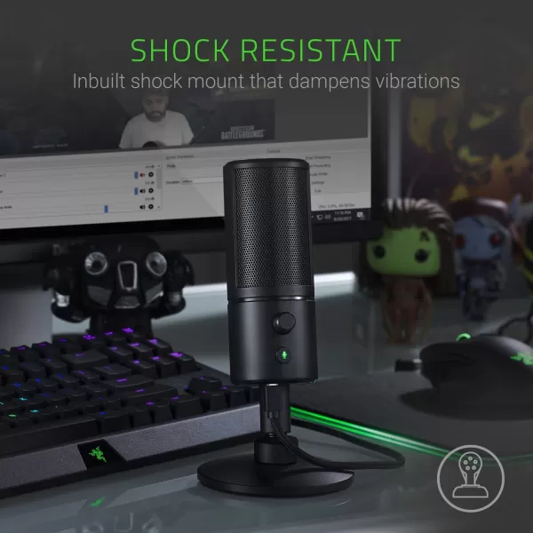 Razer Seiren X USB Streaming Microphone Professional Grade  Builtin Shock Mount  Supercardiod PickUp Pattern  Anodized Aluminum  Classic BlackClassic Black