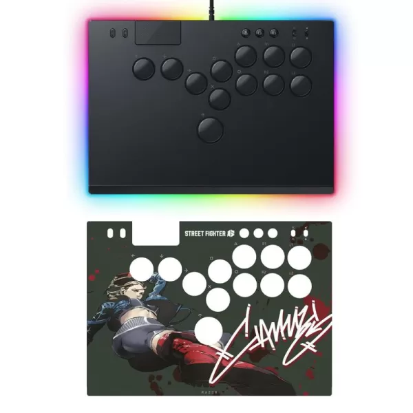 Razer Kitsune AllButton Arcade Controller ampamp Street Fighter Cammy Vinyl Skin Bundle For PS5  PlayStation 5 ampamp PC  LowProfile Optical Switches  Slim Design  Chroma RGB  Full Top Plate WrapCammy Edition