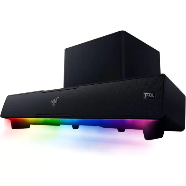 Razer Leviathan V2 MultiDriver PC Gaming Soundbar with Subwoofer  THX Spatial Audio  Compact Design  Chroma RGB  Bluetooth 52  for DesktopLaptop Smartphones Tablets ampamp Nintendo SwitchV2