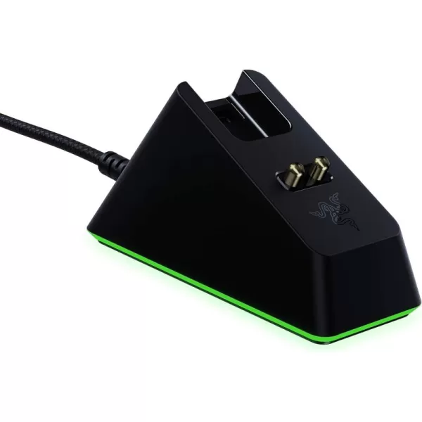 Razer Mouse Charging Dock Chroma Magnetic Dock with Charge Status RGB Lighting  AntiSlip Gecko Feet  Powered by Razer Chroma  Classic Black