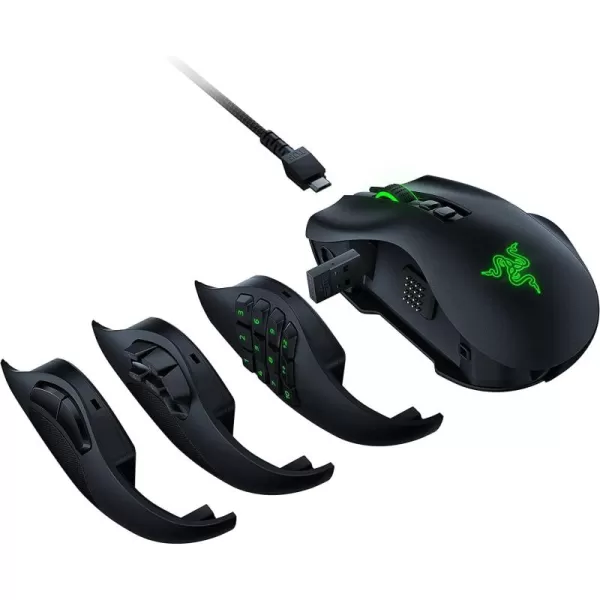 Razer Naga Pro Wireless Gaming Mouse Interchangeable Side Plate w 2 6 12 Button Configurations  Focus 20K DPI Optical Sensor  Fastest Gaming Mouse Switch  Chroma RGB Lighting