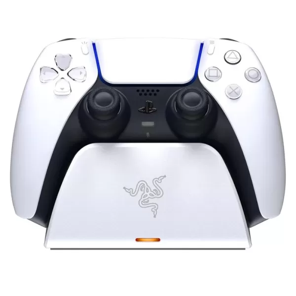 Razer Quick Charging Stand for PlayStation 5 Charge  Curved Cradle Design Matches PS5 DualSense Wireless Controller OneHanded Navigation USB Powered White Controller Sold SeparatelyWhite