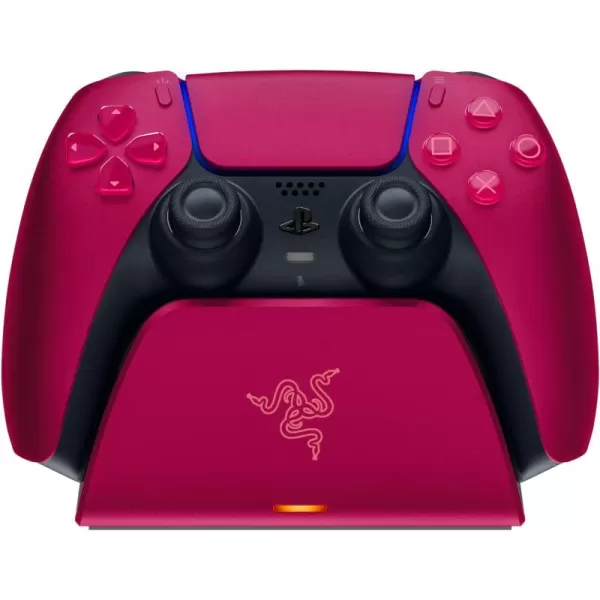 Razer Quick Charging Stand for PlayStation 5 Quick Charge  Curved Cradle Design  Matches PS5 DualSense Wireless Controller  OneHanded Navigation  USB Powered  Blue Controller Sold SeparatelyRed
