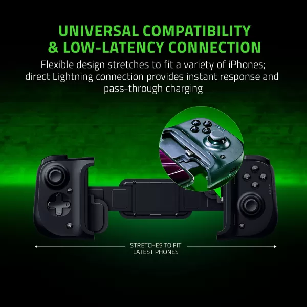 Razer Kishi Mobile Game ControllerGamepad for iPhone iOS Works with most iPhones  X 11 12 13 13 Max  Apple Arcade Amazon Luna Google Stadia  Lightning Port Passthrough  MFi CertifiedController