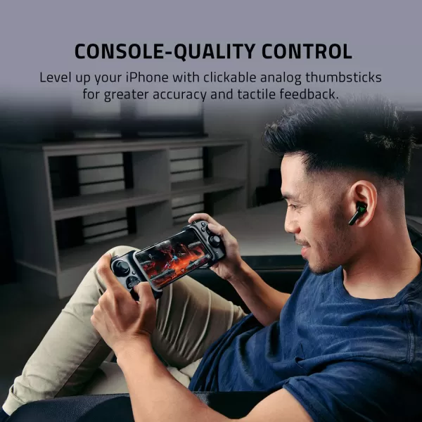 Razer Kishi Mobile Game ControllerGamepad for iPhone iOS Works with most iPhones  X 11 12 13 13 Max  Apple Arcade Amazon Luna Google Stadia  Lightning Port Passthrough  MFi CertifiedController