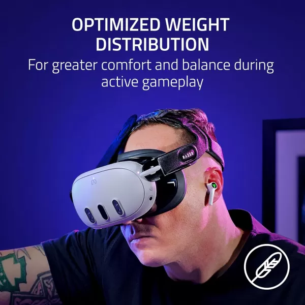 Razer Adjustable VR Head Strap System for Meta Quest 3 Fits All Head Shapes  High Performance Nylon Material  ResMed Technology  Soft Adjustable Straps  Optimized Weight DistributionAdjustable Head Strap