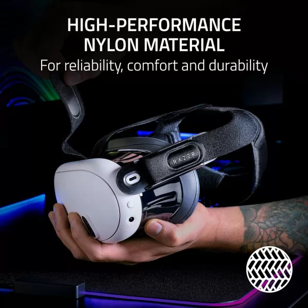 Razer Adjustable VR Head Strap System for Meta Quest 3 Fits All Head Shapes  High Performance Nylon Material  ResMed Technology  Soft Adjustable Straps  Optimized Weight DistributionAdjustable Head Strap