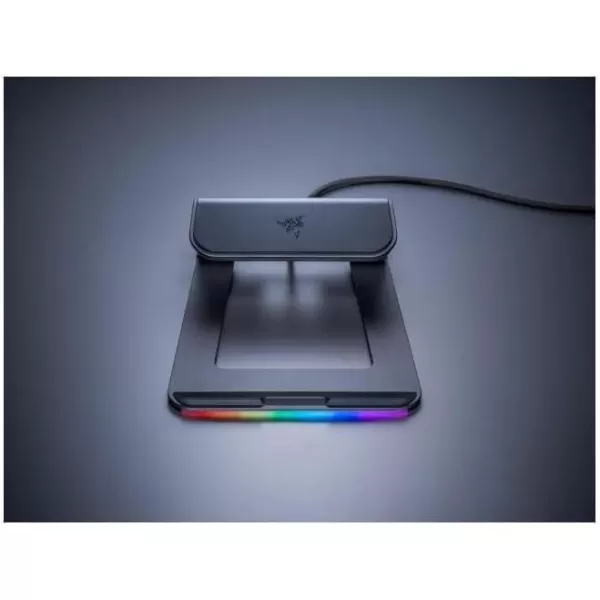 Razer Laptop Stand Chroma 3Port USB 30 Hub  Ergonomic Design  Anodized Aluminum Construction  Customizable Chroma RGB Lighting  Matte Black