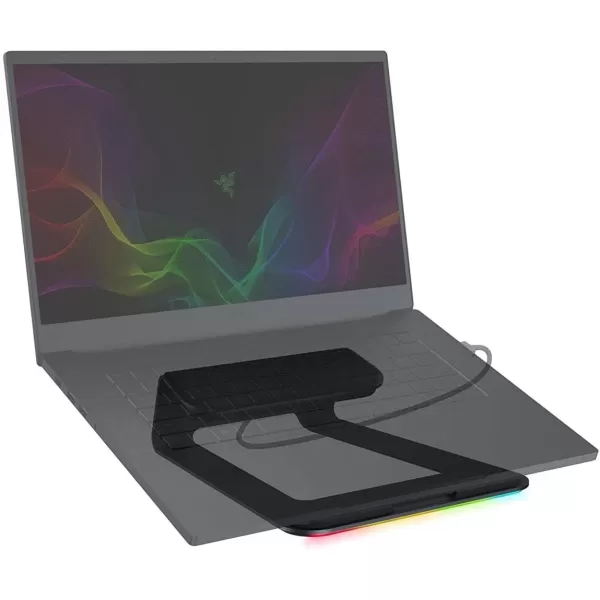 Razer Laptop Stand Chroma 3Port USB 30 Hub  Ergonomic Design  Anodized Aluminum Construction  Customizable Chroma RGB Lighting  Matte Black