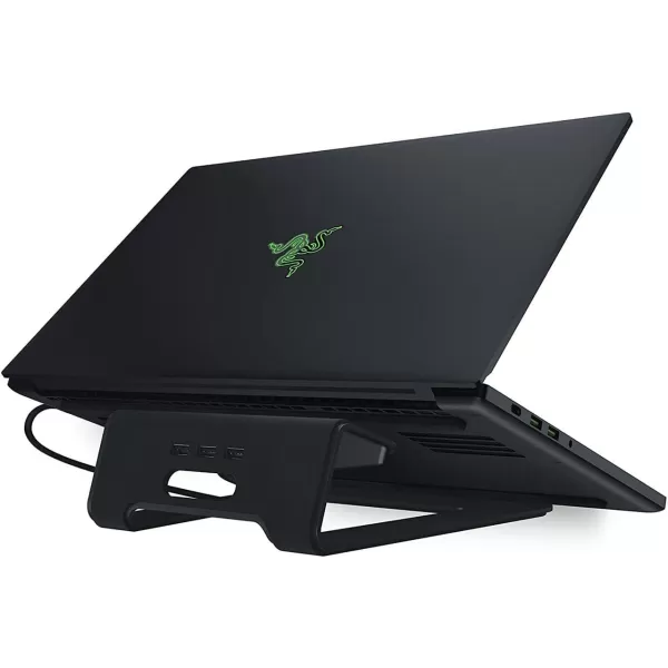 Razer Laptop Stand Chroma 3Port USB 30 Hub  Ergonomic Design  Anodized Aluminum Construction  Customizable Chroma RGB Lighting  Matte Black