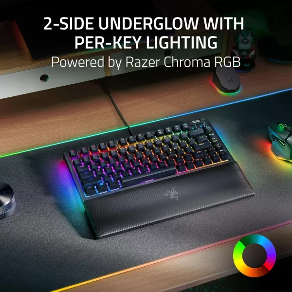 Razer BlackWidow V4 75 Mechanical Gaming Keyboard HotSwappable Design  Compact ampamp Durable  Orange Tactile Switches  Chroma RGB  MF Roller ampamp Media Keys  Comfortable Wrist Rest  Black