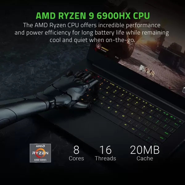Razer Blade 14 Gaming Laptop AMD Ryzen 9 6900HX CPU  NVIDIA GeForce RTX 3070 Ti  14quot QHD 165Hz  16GB DDR5 RAM  1TB PCIe SSD  Windows 11  UltraThin  CNC Aluminum  Chroma RGBRyzen 9 6900HX