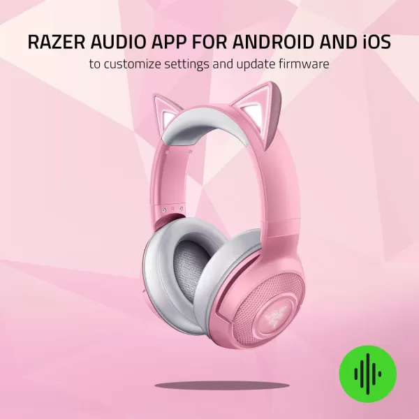 Razer Kraken BT Kitty Edition Bluetooth 5040ms Low Latency Connection  CustomTuned 40mm Drivers  Beamforming Microphone  Powered Chroma  Quartz PinkHeadset