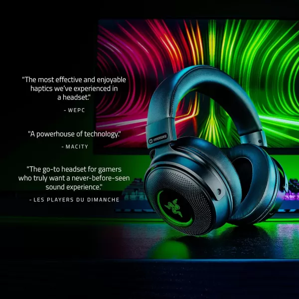 Razer Kraken V3 Pro Wireless Gaming Headset with Haptic Technology THX Spatial Audio 50mm Titanium Drivers Hybrid Memory Foam Cushions