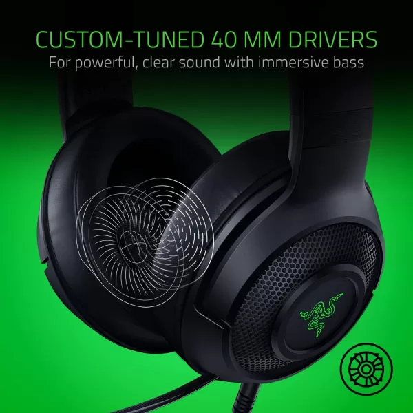 Razer Kraken X USB Ultralight Gaming Headset 71 Surround Sound  Lightweight Frame for PC  Classic Black  Base Station V2 ChromaGreen Lighting Only