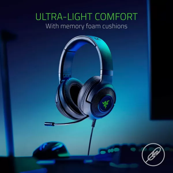 Razer Kraken X USB Ultralight Gaming Headset 71 Surround Sound  Lightweight Frame for PC  Classic Black  Base Station V2 ChromaGreen Lighting Only