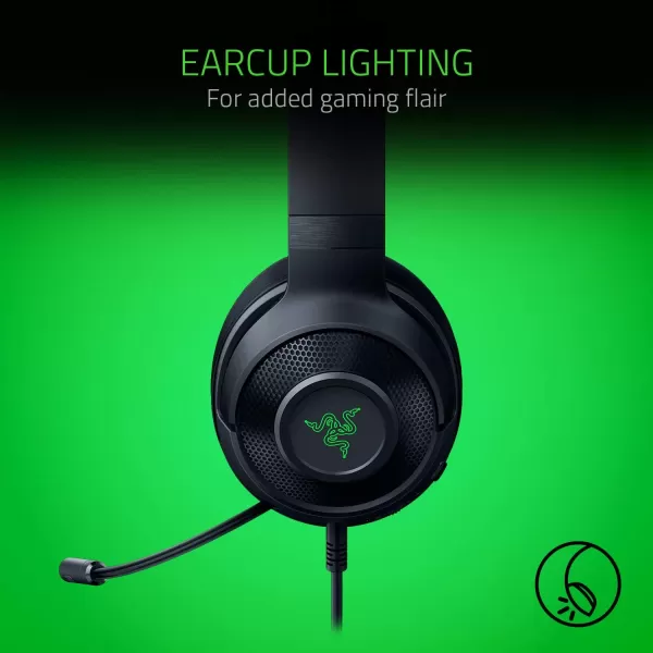 Razer Kraken X USB Ultralight Gaming Headset 71 Surround Sound  Lightweight Frame for PC  Classic Black  Base Station V2 ChromaGreen Lighting Only