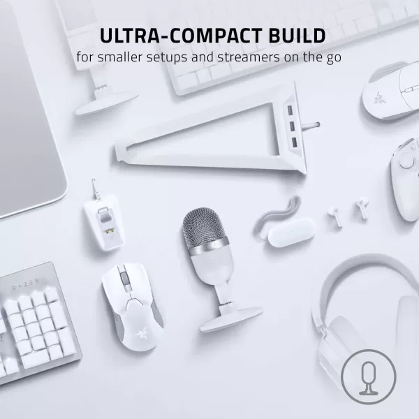 Razer Seiren Mini USB Condenser Microphone for Streaming and Gaming on PC  Professional Recording Quality  Precise Supercardioid Pickup Pattern  Tilting Stand  Shock Resistant  Quartz PinkMercury White