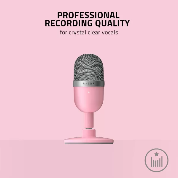 Razer Seiren Mini USB Condenser Microphone for Streaming and Gaming on PC  Professional Recording Quality  Precise Supercardioid Pickup Pattern  Tilting Stand  Shock Resistant  Quartz PinkQuartz Pink