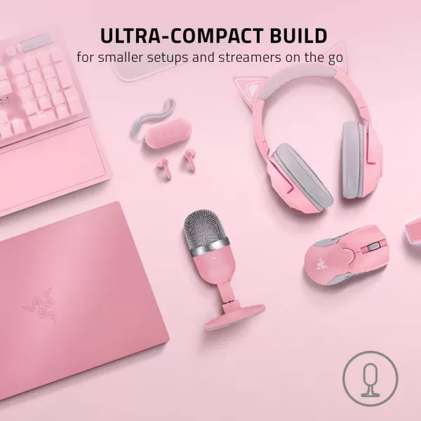 Razer Seiren Mini USB Condenser Microphone for Streaming and Gaming on PC  Professional Recording Quality  Precise Supercardioid Pickup Pattern  Tilting Stand  Shock Resistant  Quartz PinkQuartz Pink