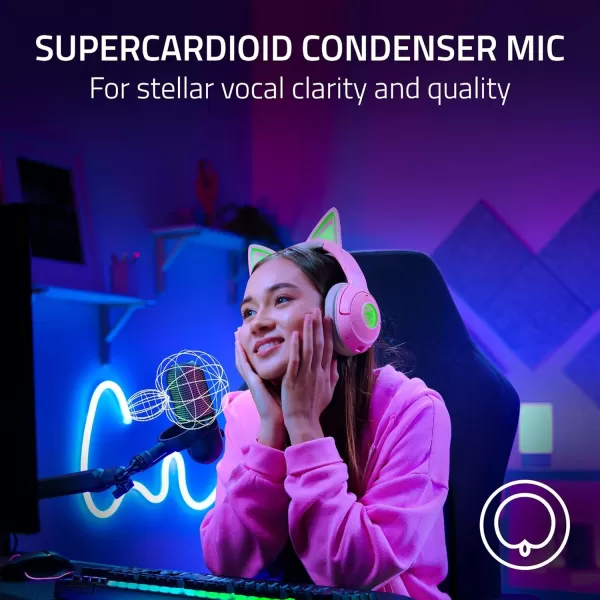 Razer Seiren V3 Chroma RGB USB Microphone Stream ampamp Game Reactive Lighting  TaptoMute Sensor  Condenser Mic  Digital Gain Limiter ampamp Shock Absorber  PC Discord OBS Studio XSplit  Quartz PinkBlack