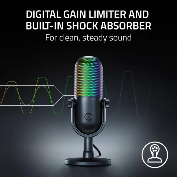 Razer Seiren V3 Chroma RGB USB Microphone Stream ampamp Game Reactive Lighting  TaptoMute Sensor  Condenser Mic  Digital Gain Limiter ampamp Shock Absorber  PC Discord OBS Studio XSplit  Quartz PinkBlack