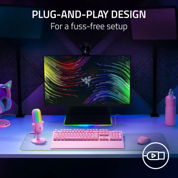 Razer Seiren V3 Chroma RGB USB Microphone Stream ampamp Game Reactive Lighting  TaptoMute Sensor  Condenser Mic  Digital Gain Limiter ampamp Shock Absorber  PC Discord OBS Studio XSplit  Quartz PinkQuartz Pink