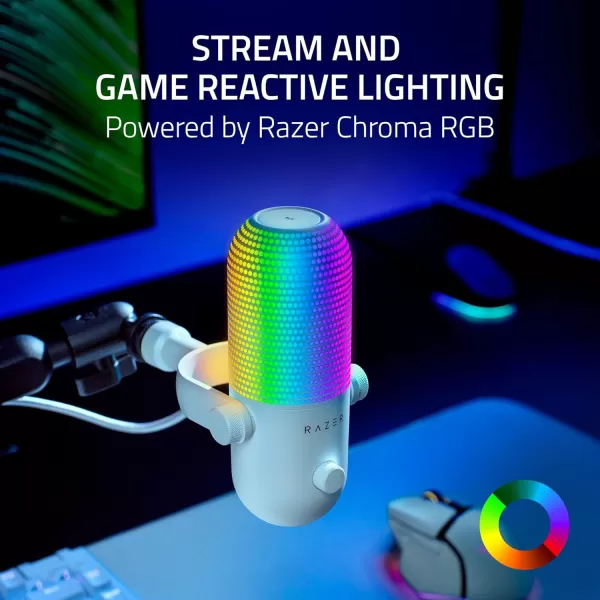 Razer Seiren V3 Chroma RGB USB Microphone Stream ampamp Game Reactive Lighting  TaptoMute Sensor  Condenser Mic  Digital Gain Limiter ampamp Shock Absorber  PC Discord OBS Studio XSplit  Quartz PinkWhite