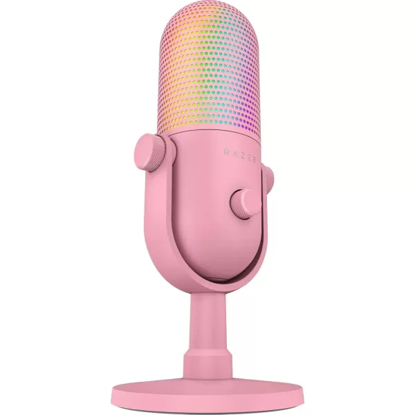 Razer Seiren V3 Chroma RGB USB Microphone Stream ampamp Game Reactive Lighting  TaptoMute Sensor  Condenser Mic  Digital Gain Limiter ampamp Shock Absorber  PC Discord OBS Studio XSplit  Quartz PinkQuartz Pink