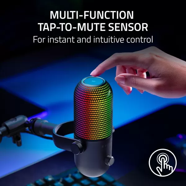 Razer Seiren V3 Chroma RGB USB Microphone Stream ampamp Game Reactive Lighting  TaptoMute Sensor  Condenser Mic  Digital Gain Limiter ampamp Shock Absorber  PC Discord OBS Studio XSplit  Quartz PinkBlack
