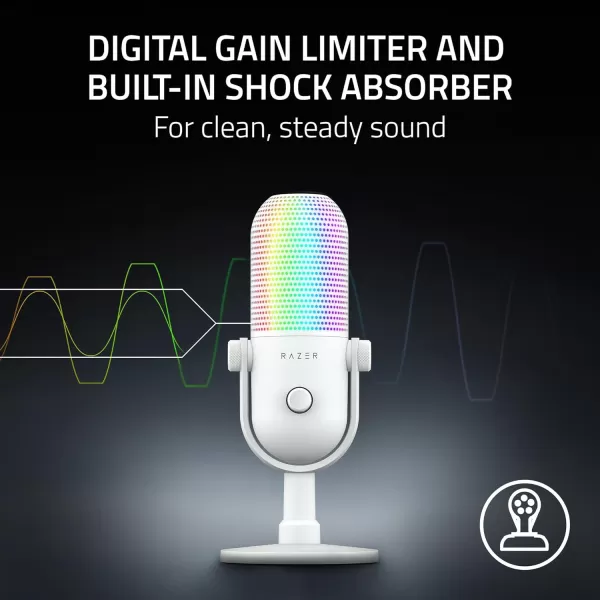 Razer Seiren V3 Chroma RGB USB Microphone Stream ampamp Game Reactive Lighting  TaptoMute Sensor  Condenser Mic  Digital Gain Limiter ampamp Shock Absorber  PC Discord OBS Studio XSplit  Quartz PinkWhite