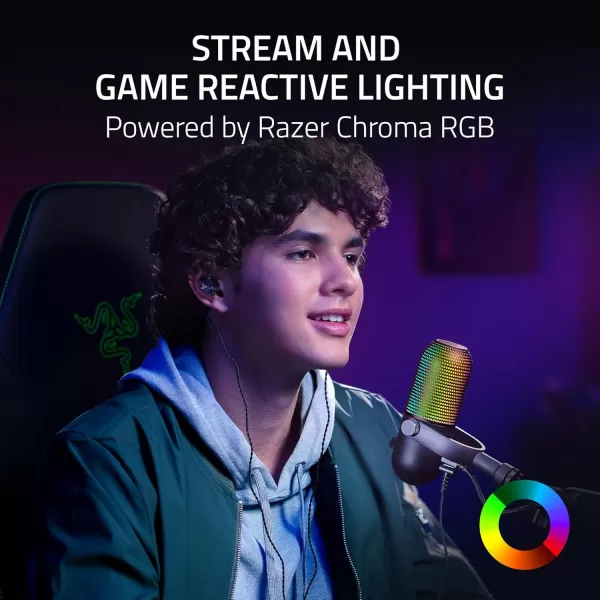 Razer Seiren V3 Chroma RGB USB Microphone Stream ampamp Game Reactive Lighting  TaptoMute Sensor  Condenser Mic  Digital Gain Limiter ampamp Shock Absorber  PC Discord OBS Studio XSplit  Quartz PinkBlack