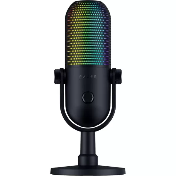 Razer Seiren V3 Chroma RGB USB Microphone Stream ampamp Game Reactive Lighting  TaptoMute Sensor  Condenser Mic  Digital Gain Limiter ampamp Shock Absorber  PC Discord OBS Studio XSplit  Quartz PinkBlack