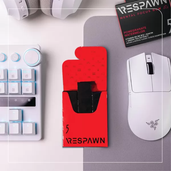 RESPAWN By 5 Mental Focus Gum  Pomegranate Watermelon  SugarFree Chewing Gum  For Gamers By Gamers  10 Packs  150 SticksPomegranate Watermelon