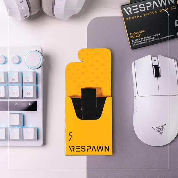 RESPAWN By 5 Mental Focus Gum  Pomegranate Watermelon  SugarFree Chewing Gum  For Gamers By Gamers  10 Packs  150 SticksTropical Punch